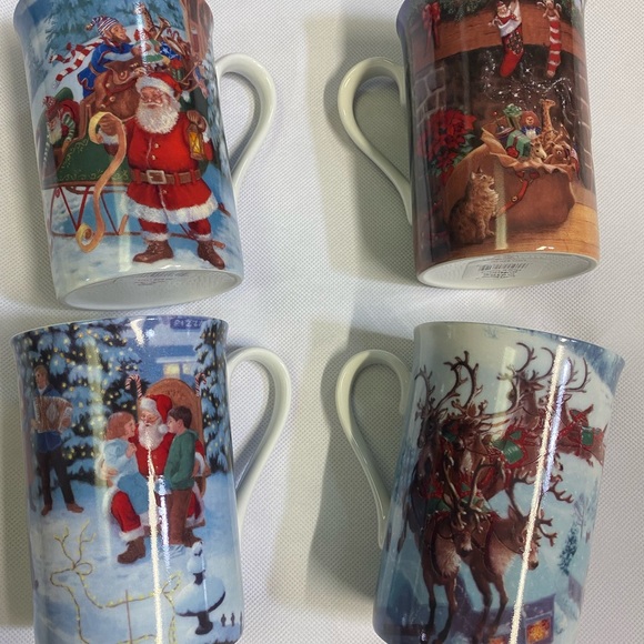 Lenox Porcelain Holiday Dimension Santa’s Journey Mugs Cups - Set of 4 - Picture 3 of 7